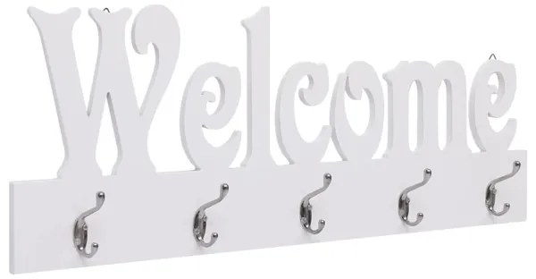 Cabide de Parede Welcome 74x29,5 cm Branco