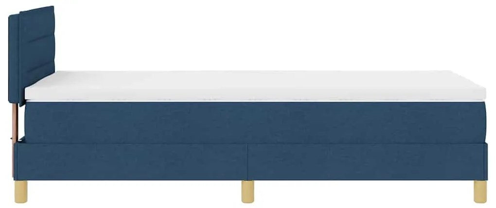 Cama com Caixa de Molas com Colchão &amp; LED Azul 100x200 cm Tecido