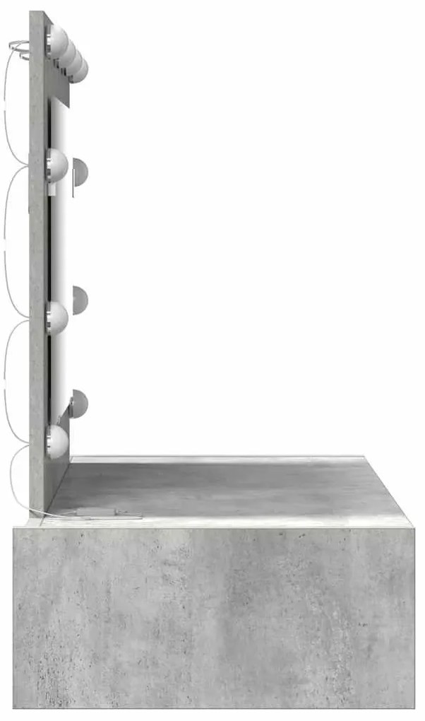 Mesa de Maquiagem Montada na Parede com Luzes LED Cinza Concreto