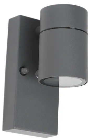 Candeeiro de parede exterior antracite IP44 com sensor crepuscular - Solo