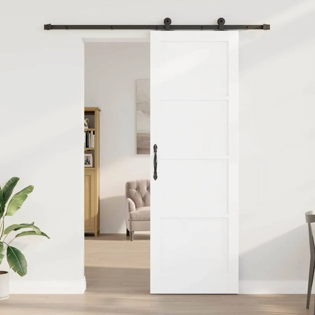 Porta Deslizante com Conjunto de Ferragens Branca 78x232 cm Madeira Ma