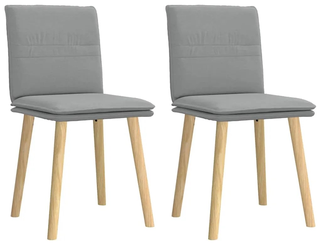 Cadeiras de jantar 2 pcs tecido cinzento-claro