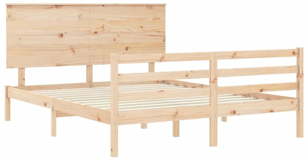 Estrutura de cama com cabeceira 160x200 cm madeira maciça