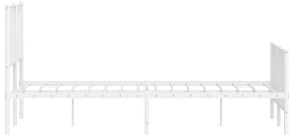 Estrutura de cama com cabeceira e pés 140x190 cm metal branco