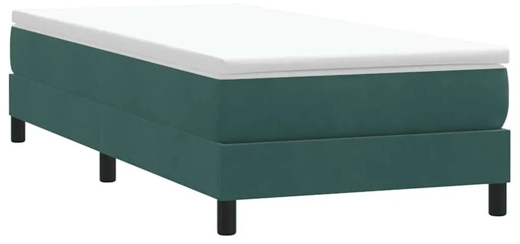 Box Cama de primavera sem Colchão Verde Escuro 80x210 cm Veludo