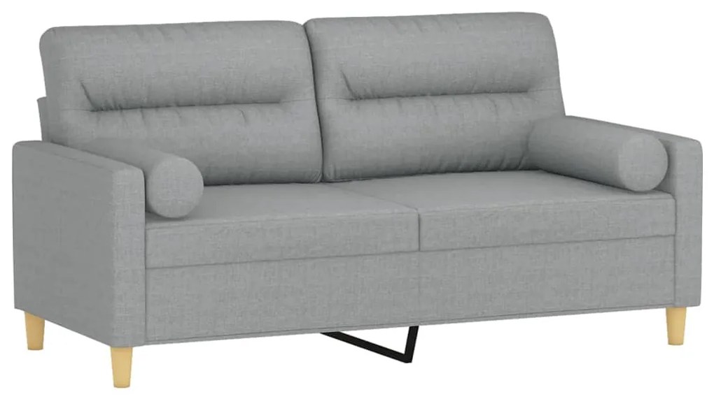 Sofá 2 lugares + almofadas decorativas 140cm tecido cinza-claro