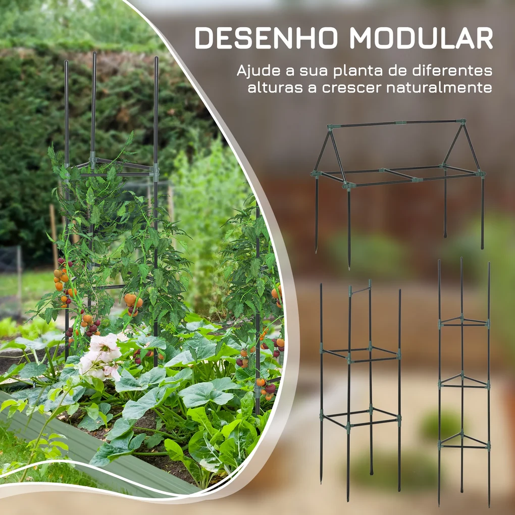 Conjunto de 3 Suportes para Plantas Trepadeiras Torre de Treliça para ...