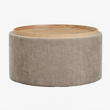 Mesa De Centro Redonda Estofada Berkeleni Com Bandeja E Armazenamento Ø80 Cm & Tecido Toupeira - Sklum