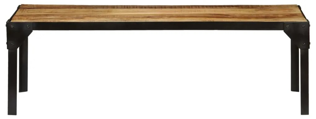 Mesa de centro madeira de mangueira maciça áspera e aço 110 cm