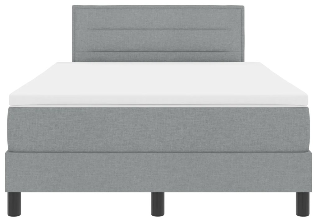 Cama Box Spring com Colchão Cinza Claro 120x190 cm Tecido