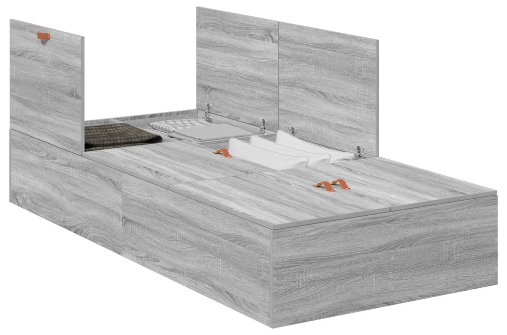 Cama com Arrumação vidaXL Cinza Sonoma 100x200 cm