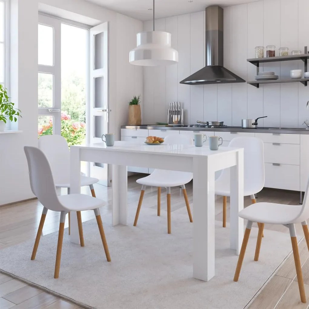 vidaXL Mesa de jantar 120x60x76 cm derivados madeira branco brilhante