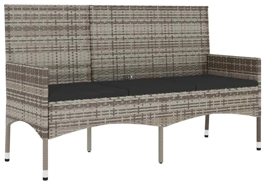 4 pcs conjunto lounge de jardim c/ almofadões vime PE cinzento