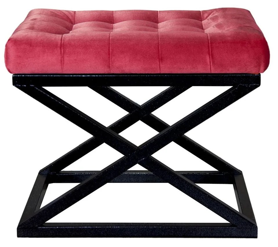 Pouffe Capraz – Preto e Vermelho – 50x42x40 cm