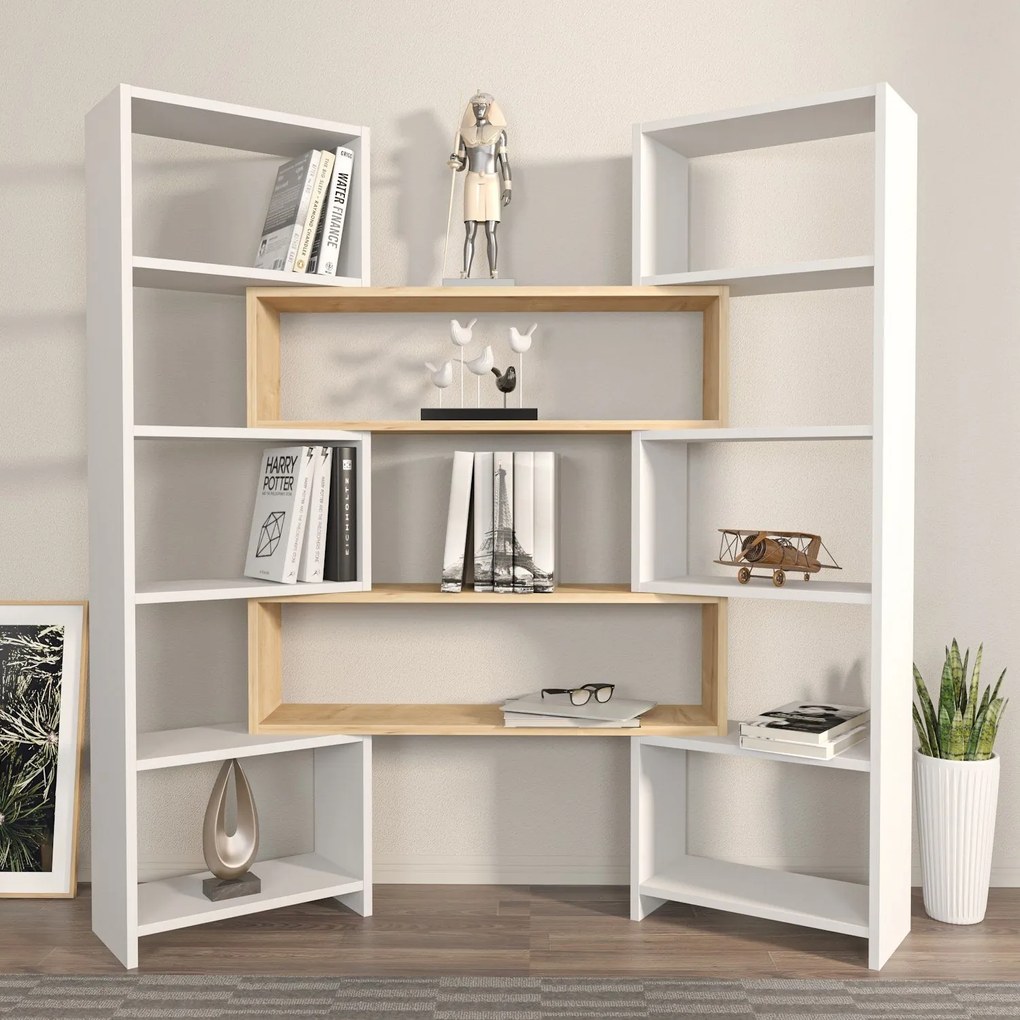 Estante Poyraz – Branco Carvalho – 163,5x150x22 cm