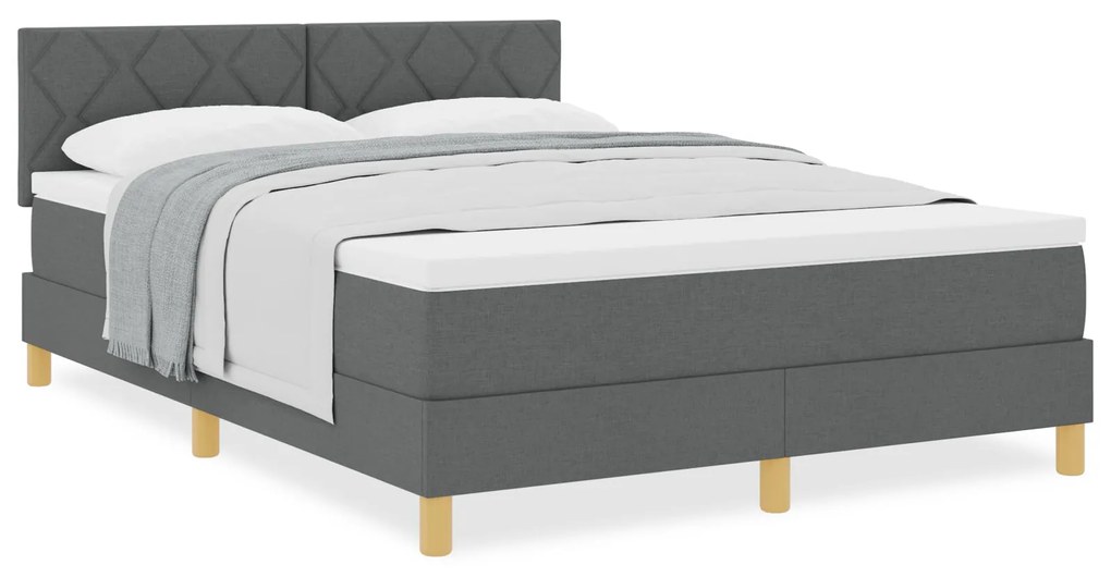 Cama Box Spring com Colchão Cinza Escuro 160x200 cm em Tecido