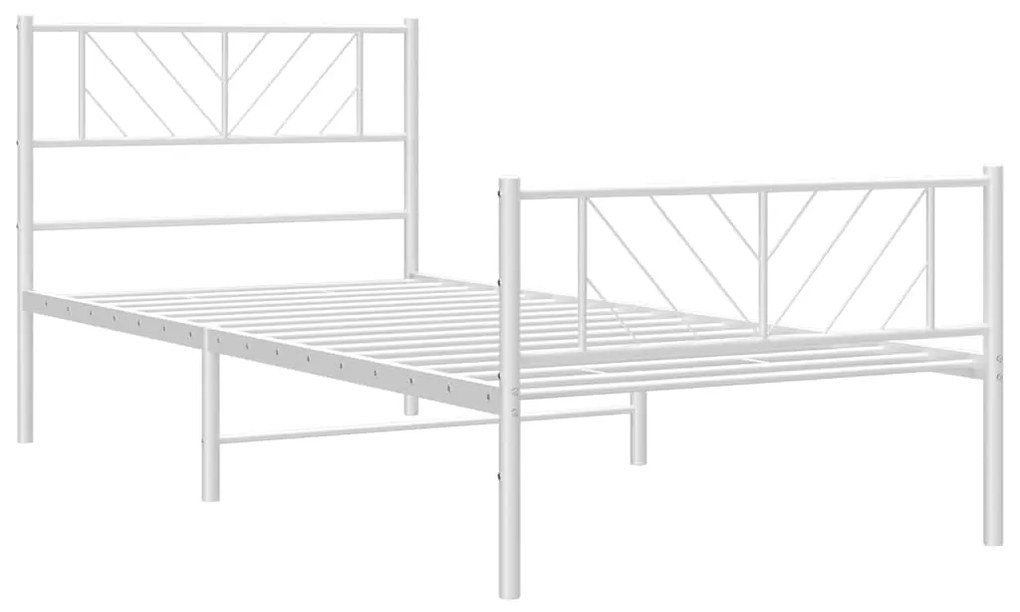 Estrutura de cama com cabeceira e pés 100x190 cm metal branco