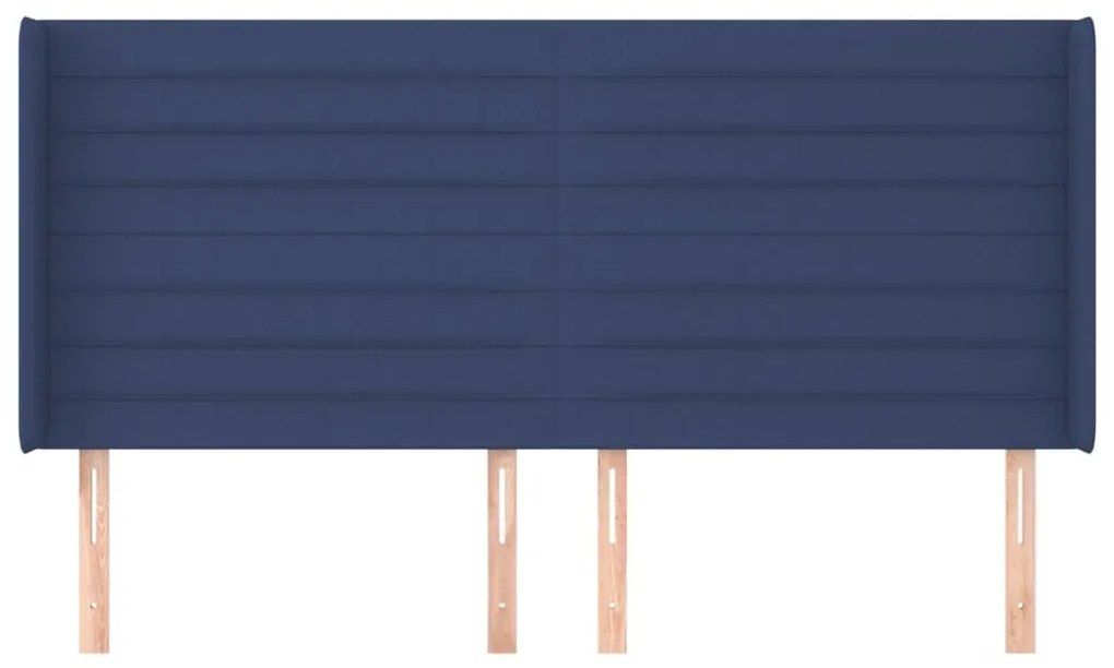 Cabeceira de cama c/ abas tecido 163x16x118/128 cm azul