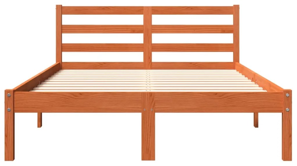 Cama sem colchão 140x200 cm madeira pinho maciça castanho-mel