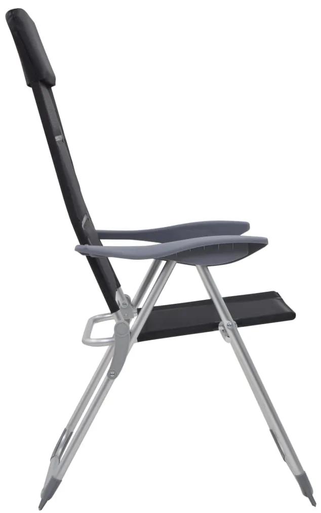 Cadeiras de campismo 2 pcs 58x69x111 cm alumínio preto