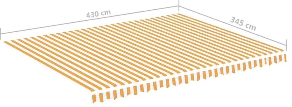 Tecido de substituição para toldo 4,5x3,5 m amarelo e branco