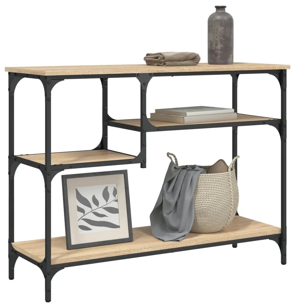 vidaXL Mesa consola c/ prateleiras 100x35x75 cm carvalho sonoma