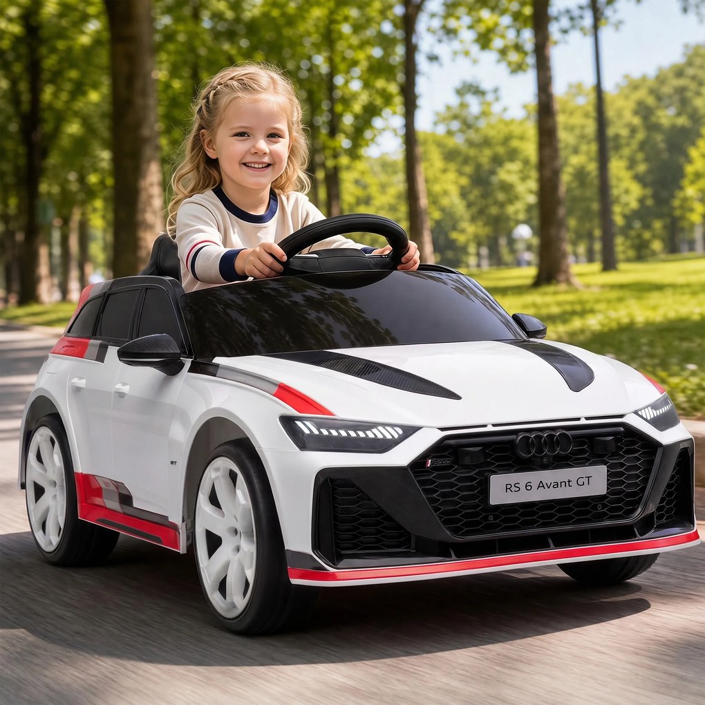 Carro Elétrico para Crianças Audi RS 6 Avant GT 12V com Comando à Distância 2,4 G Motor Duplo Arranque Suave e Suspensão