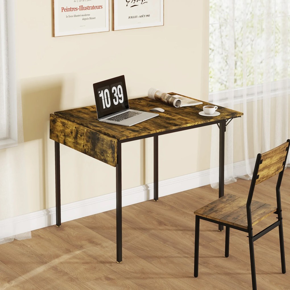 Mesa de jantar com 2 abas, estilo industrial CADEIRAS NÃO INCLUÍDAS), extensível, mesa com abas para 2 a 4 pessoas (CADEIRAS NÃO INCLUÍDAS)