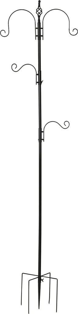 Comedouro decorativo para pássaros, com 4 ganchos, 54,5 x 54,5 x 208 cm, preto