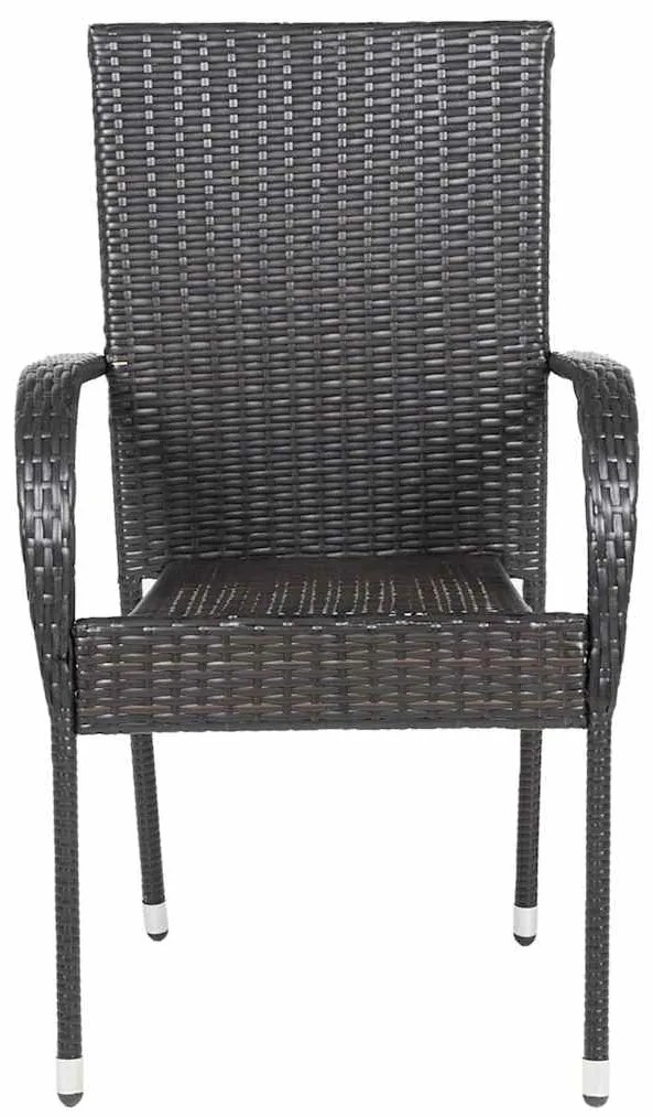 Cadeiras de exterior empilháveis 4 pcs vime PE castanho