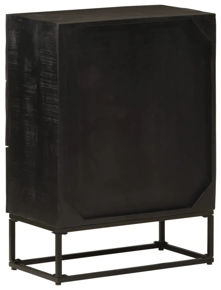 Cómoda 55x30x76 cm madeira de mangueira maciça e ferro preto