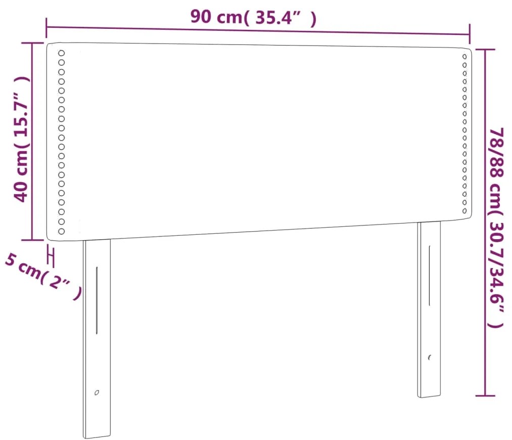 Cabeceira de cama c/ LED 90x5x78/88cm couro artificial cinzento