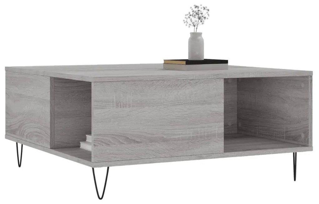 Mesa de centro 80x80x36,5 cm derivados madeira cinzento sonoma