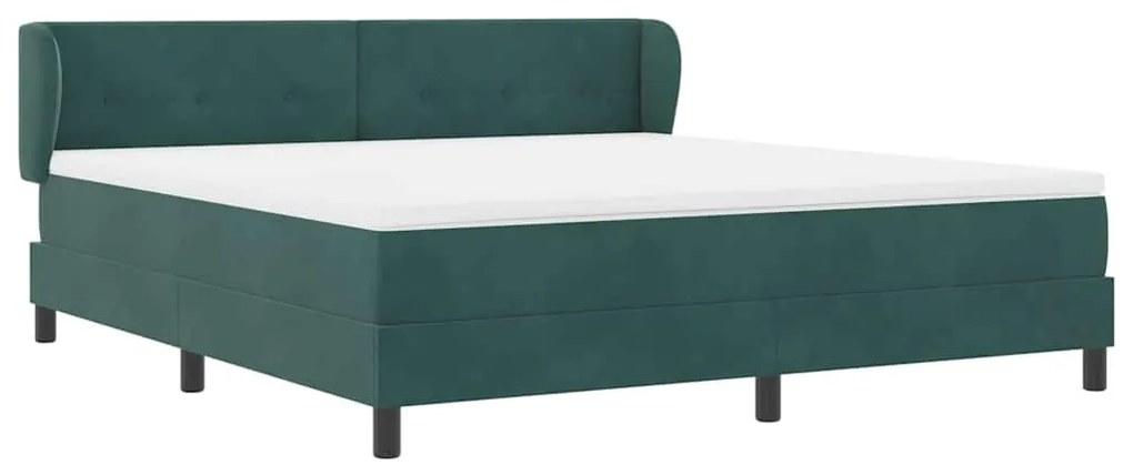 Cama Box com Colchão vidaXL Verde Escuro 180x200 cm em Veludo
