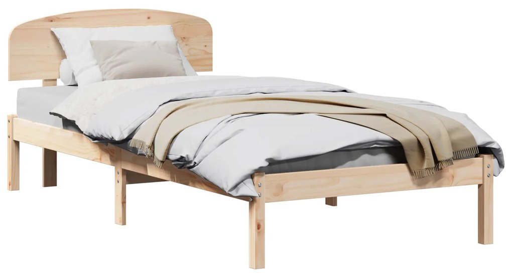 Estrado de Cama com Cabeceira 90x190 cm Madeira Maciça Pinho