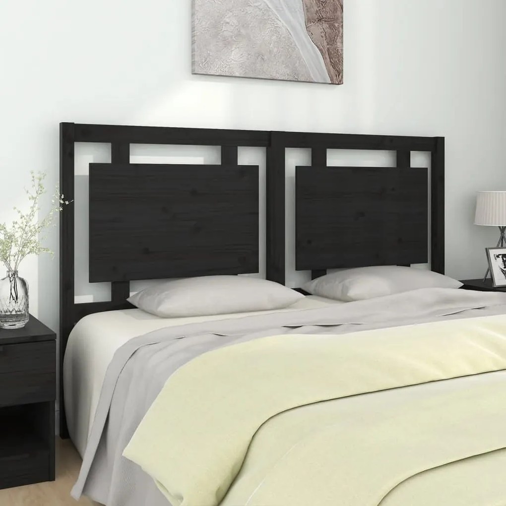 vidaXL Cabeceira de cama 155,5x4x100 cm pinho maciço preto