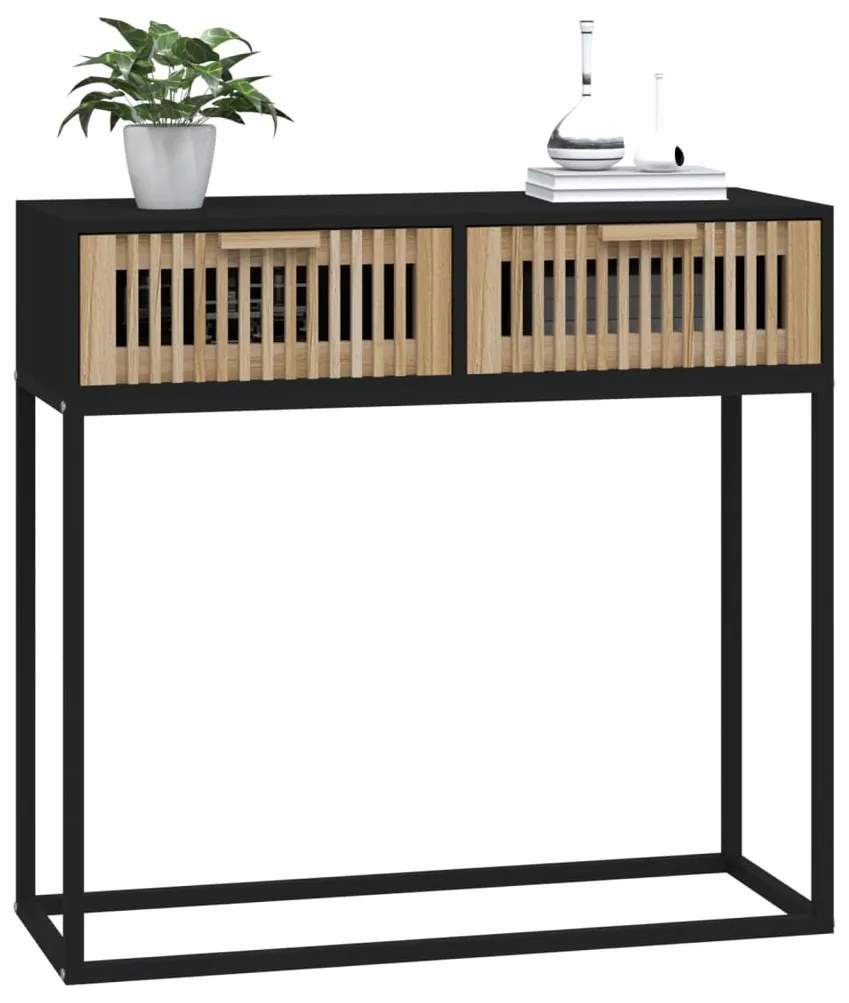 Mesa consola 80x30x75 cm derivados de madeira e ferro preto