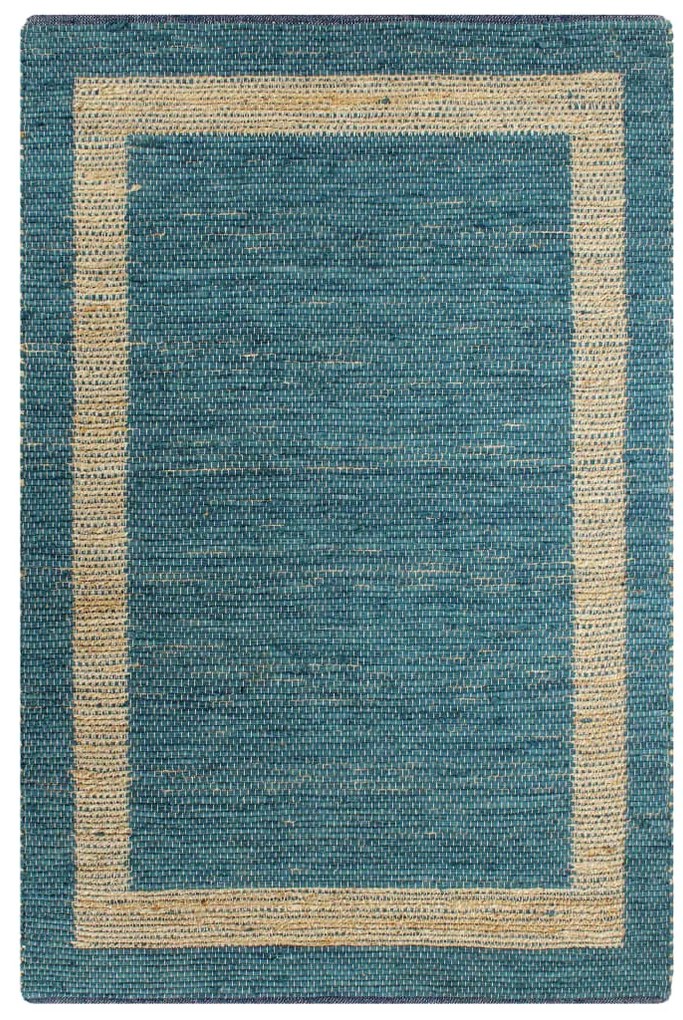 Tapete artesanal em juta azul 120x180 cm