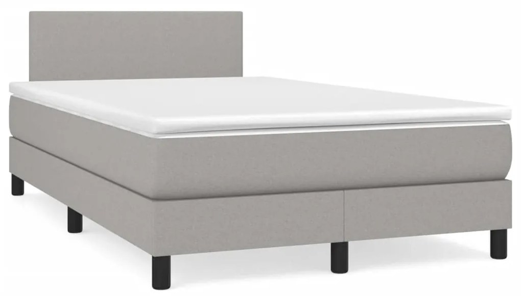 vidaXL Cama boxspring com colchão 120x190 cm tecido cinzento-claro
