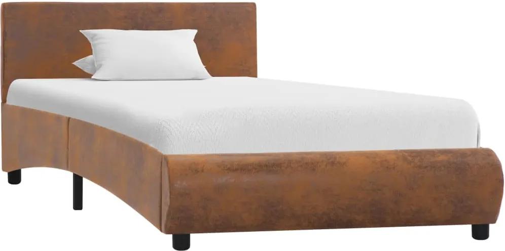 Estrutura de cama 90x200 cm couro artificial castanho