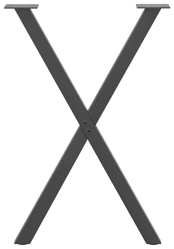 Pés para mesa de jantar em formato de X, 2 peças, antracite, 57x(72-73