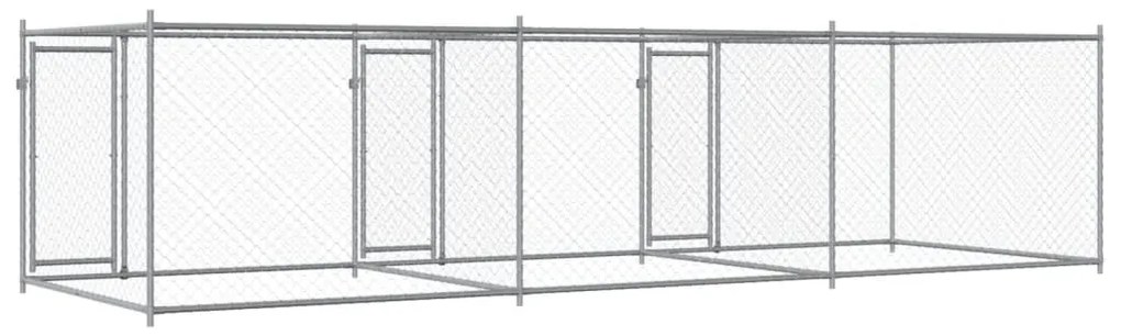Jaula para cão com portas 6x2x1,5 m aço galvanizado cinzento
