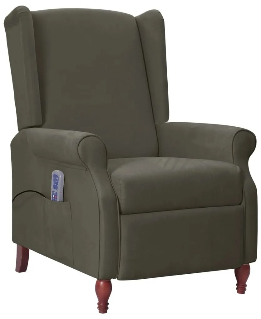 342249 vidaXL Poltrona de massagens reclinável microfibra cinzento-escuro