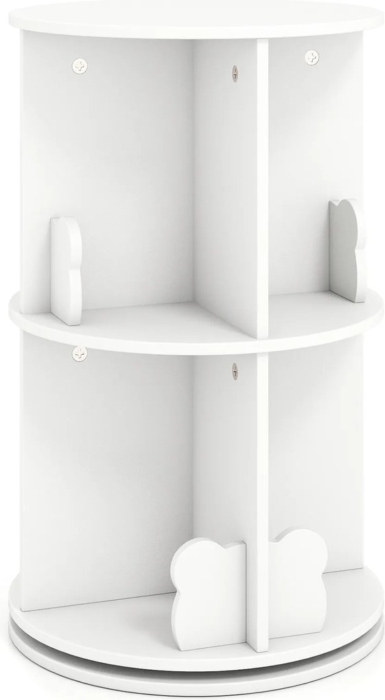 Estante Giratória Infantil para Livros, 40 x 40 x 65 cm, Rotação de 360 Graus, Branco