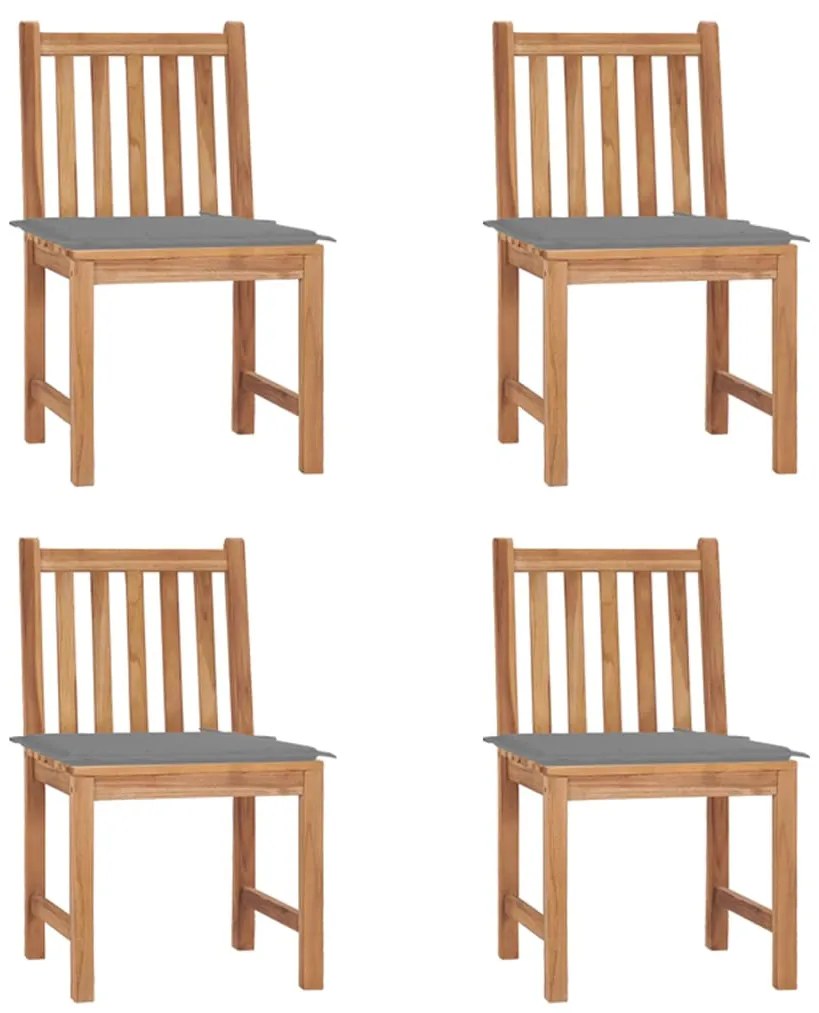 vidaXL Cadeiras de jardim c/ almofadões 4 pcs madeira de teca maciça