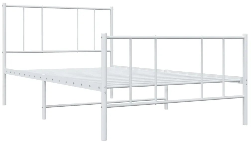 Estrutura de cama com cabeceira e pés 90x190 cm metal branco