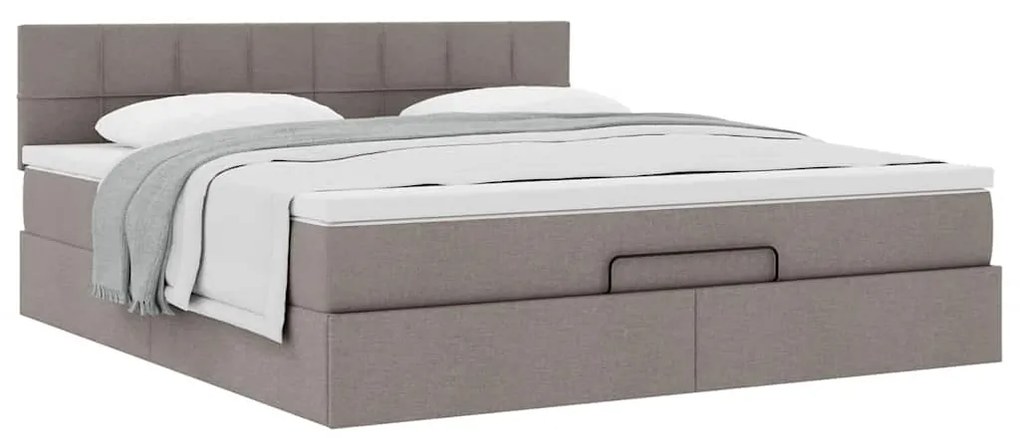 moldura de cama otomana vidaXL com tecido Taupe 180x200cm