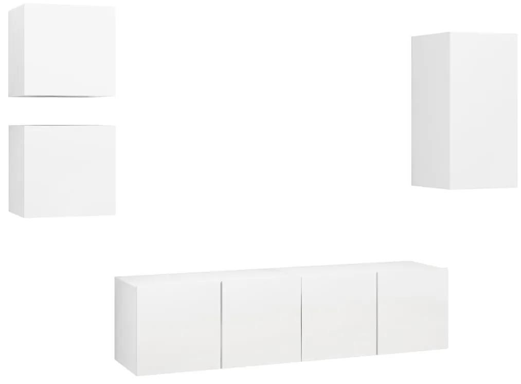 Conjunto de 5 Móveis de Parede de TV Sines S - Branco - Design Moderno