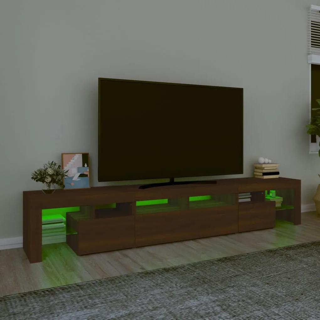 Móvel de TV com luzes LED 230x36,5x40 cm cor carvalho castanho