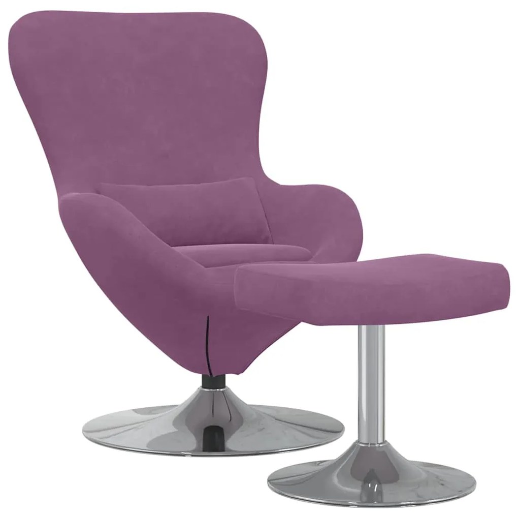 Poltrona Egg vidaXL com Puff em Veludo Roxo